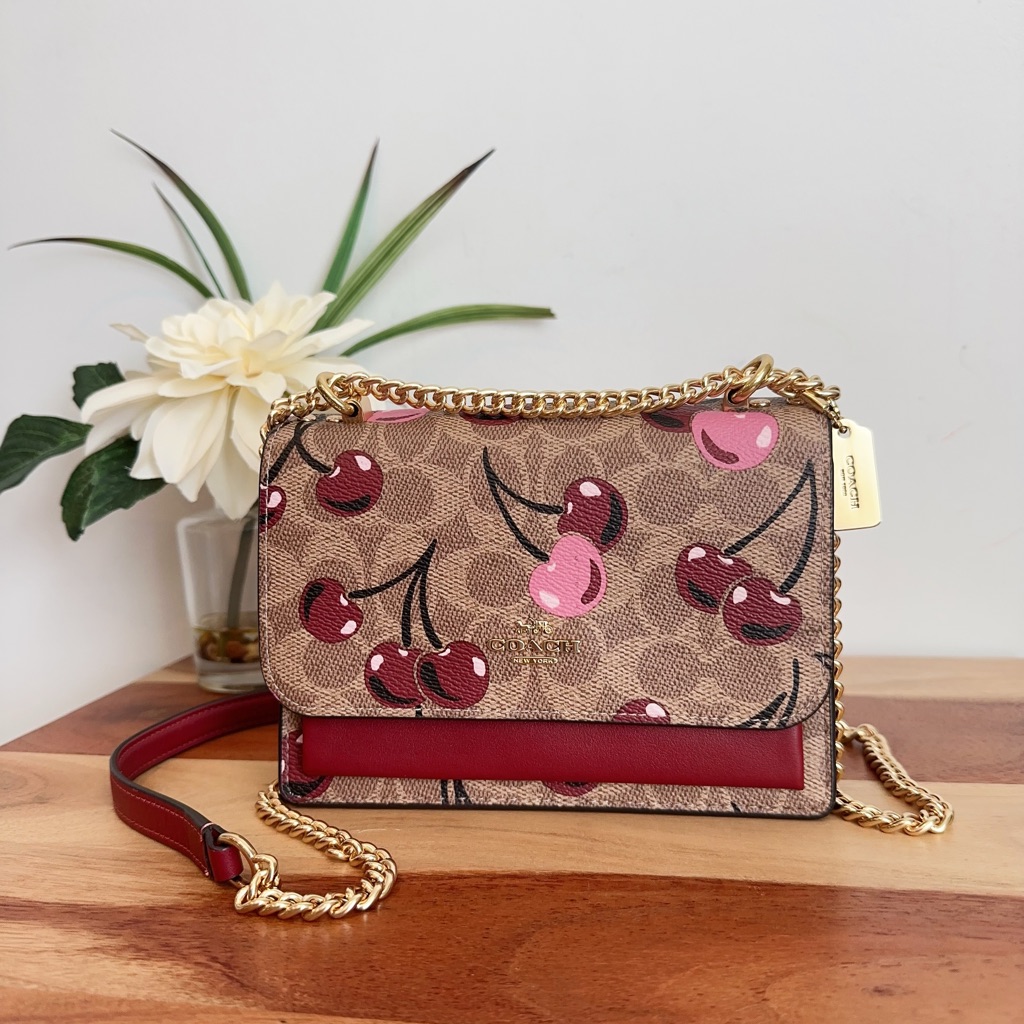 Nwt Coach Mini Klare Crossbody Bag In Signature Canvas With Cherry Print